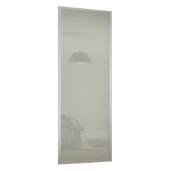 Ellipse Sliding Wardrobe Door 1 Panel Arctic White Glass With Aluminium Frame (W)762mm