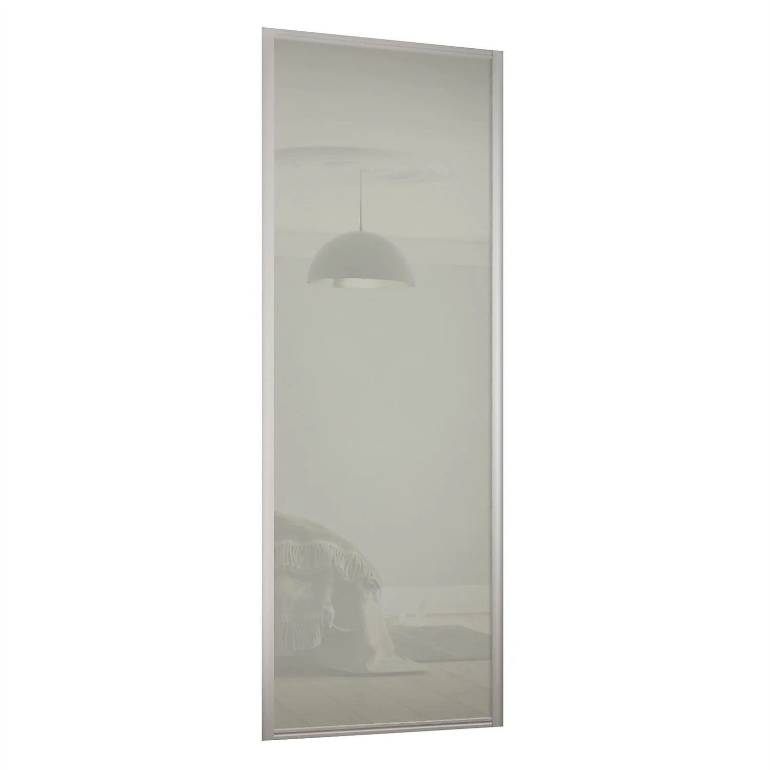 Ellipse Sliding Wardrobe Door 1 Panel Arctic White Glass With Aluminium Frame (W)914mm 3 Ellipse Sliding Wardrobe Door 1 Panel Arctic White Glass With Aluminium Frame (W)914mm