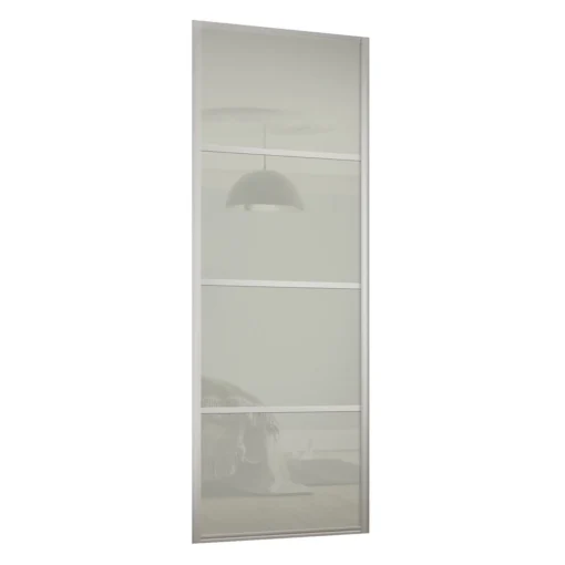 Ellipse Sliding Wardrobe Door 4 Panel Arctic White Glass With Aluminium Frame (W)610mm -Furniture Haven Shop 12806901 7324843067398218