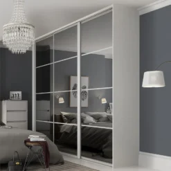 Ellipse Sliding Wardrobe Door 4 Panel Mirror With Aluminium Frame (W)762mm -Furniture Haven Shop 12806907 2024843067946438