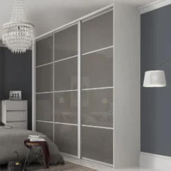 Ellipse Sliding Wardrobe Door 4 Panel Cappuccino Glass With Aluminium Frame (W)762mm -Furniture Haven Shop 12806909 7164843067707092
