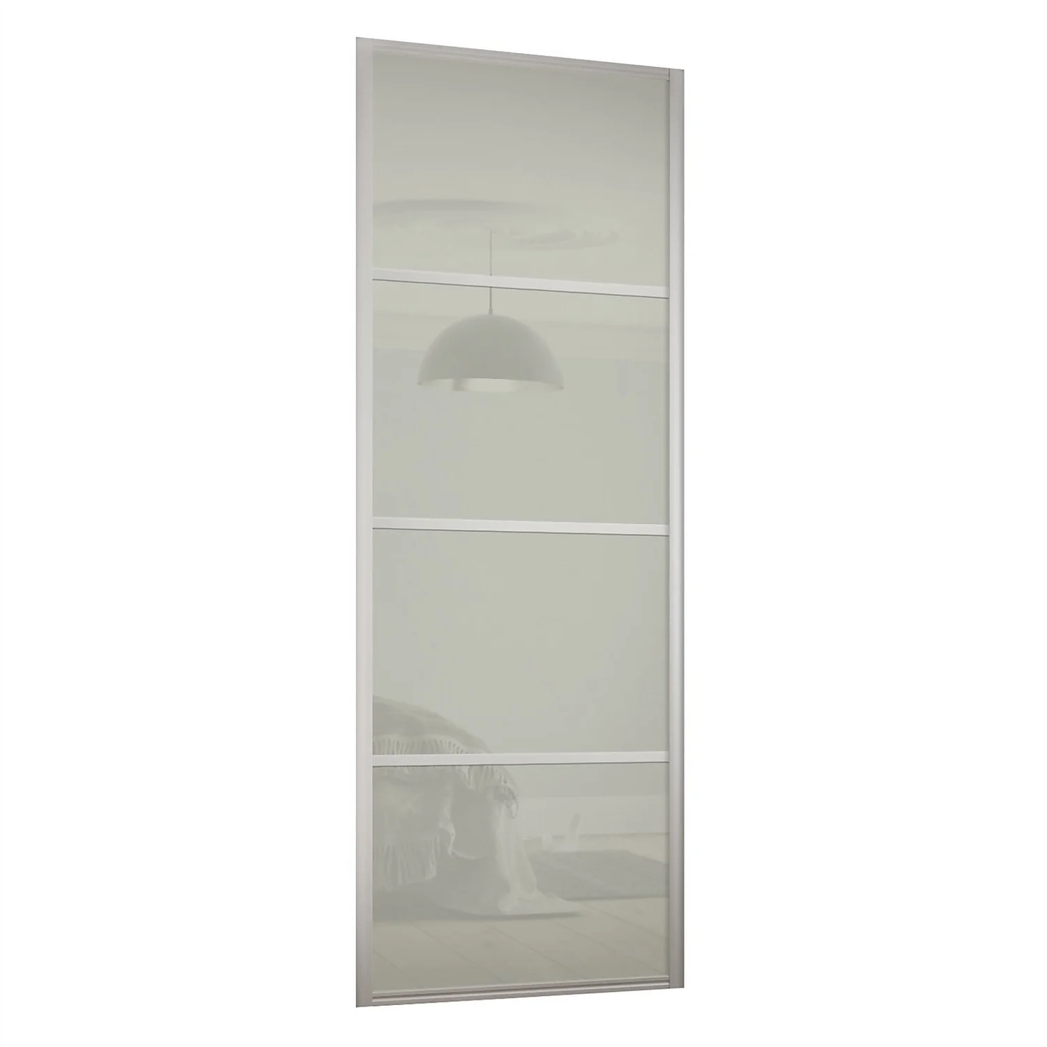 Ellipse Sliding Wardrobe Door 4 Panel Arctic White Glass With Aluminium Frame (W)914mm 3 Ellipse Sliding Wardrobe Door 4 Panel Arctic White Glass With Aluminium Frame (W)914mm