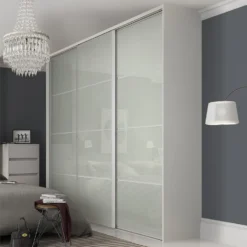 Ellipse Sliding Wardrobe Door 4 Panel Arctic White Glass With Aluminium Frame (W)914mm 7 Ellipse Sliding Wardrobe Door 4 Panel Arctic White Glass With Aluminium Frame (W)914mm -Furniture Haven Shop 12807024 1614843068182949