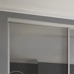 Duo Sliding Wardrobe Door Cappuccino Glass / Mirror With Aluminium Frame (W)914mm -Furniture Haven Shop 12807142 2084843070119431