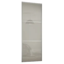 Linear Sliding Wardrobe Door 3 Panel Arctic White Glass With Silver Frame (W)610mm