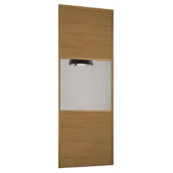 Linear Sliding Wardrobe Door 3 Panel Oak / Mirror With Oak Frame (W)610mm