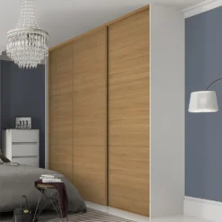 Linear Sliding Wardrobe Door 3 Panel Oak With Oak Frame (W)610mm -Furniture Haven Shop 12811784 7084843064725014