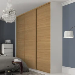Linear Sliding Wardrobe Door 3 Panel Oak With Oak Frame (W)762mm -Furniture Haven Shop 12811804 1524843065514857