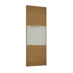 Linear Sliding Wardrobe Door 3 Panel Oak / Arctic White Glass With Oak Frame (W)762mm