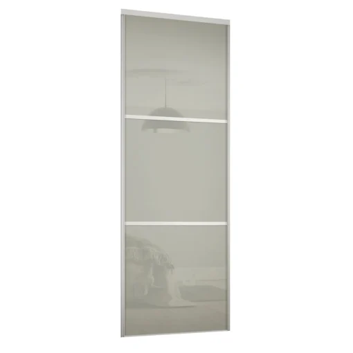 Linear Sliding Wardrobe Door 3 Panel Arctic White Glass With White Frame (W)914mm -Furniture Haven Shop 12811815 3544843066071096