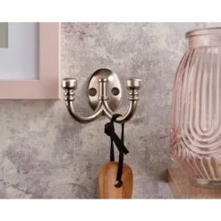 Ball End Double Robe Hook - Satin Nickel -Furniture Haven Shop 12817499 2584995165387276