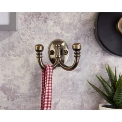 Ball End Double Robe Hook - Antique Brass -Furniture Haven Shop 12817507 6374995165387531