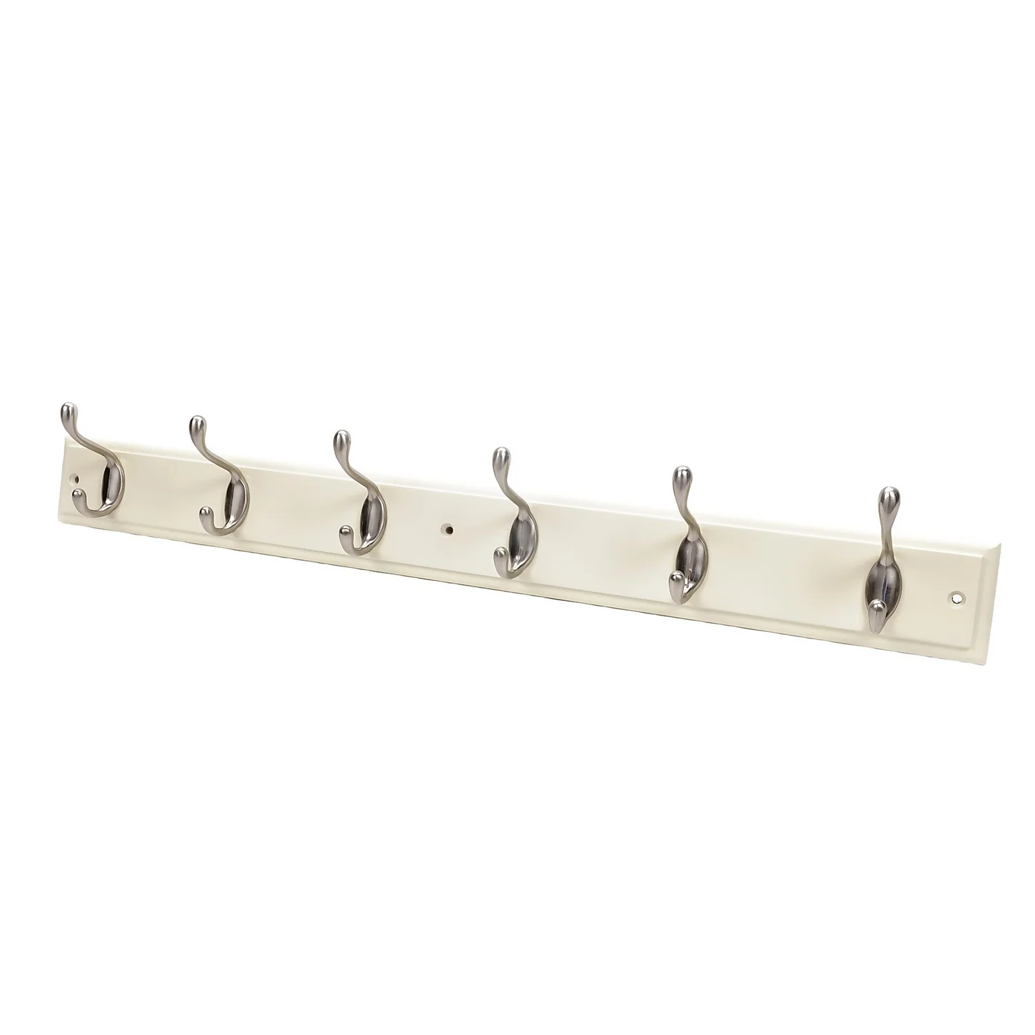 6 Coat Satin Nickel Hooks On Cream Stepped Board 3 6 Coat Satin Nickel Hooks On Cream Stepped Board
