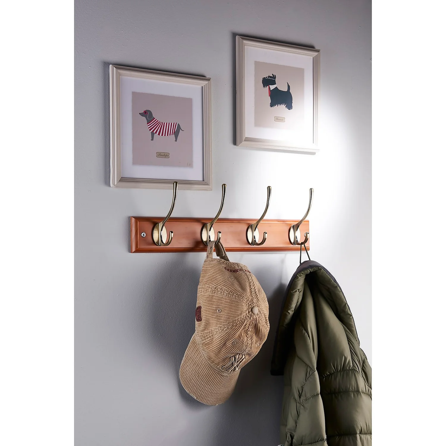 None Beech Victorian Hook Rail - Antique Brass - 4 Hooks 4 None Beech Victorian Hook Rail - Antique Brass - 4 Hooks - Image 2