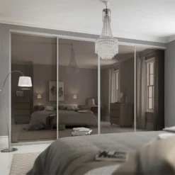 Duo Sliding Wardrobe Door Bronze Mirror / Silver Mirror With Aluminium Frame (W)762mm -Furniture Haven Shop 12835140 4294833224986749