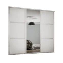 Shaker 3 Door Sliding Wardrobe Kit White Panel / Mirror With White Frame (W)1680 X (H)2260mm