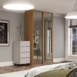 Shaker 2 Door Sliding Wardrobe Kit Mirror With Oak Frame (W)1449 X (H)2260mm -Furniture Haven Shop 12835290 1574833224111649