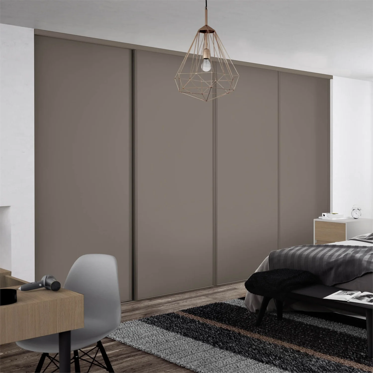 Classic 4 Door Sliding Wardrobe Kit Stone Grey Panel (W)2370 X (H)2260mm 4 Classic 4 Door Sliding Wardrobe Kit Stone Grey Panel (W)2370 X (H)2260mm - Image 2