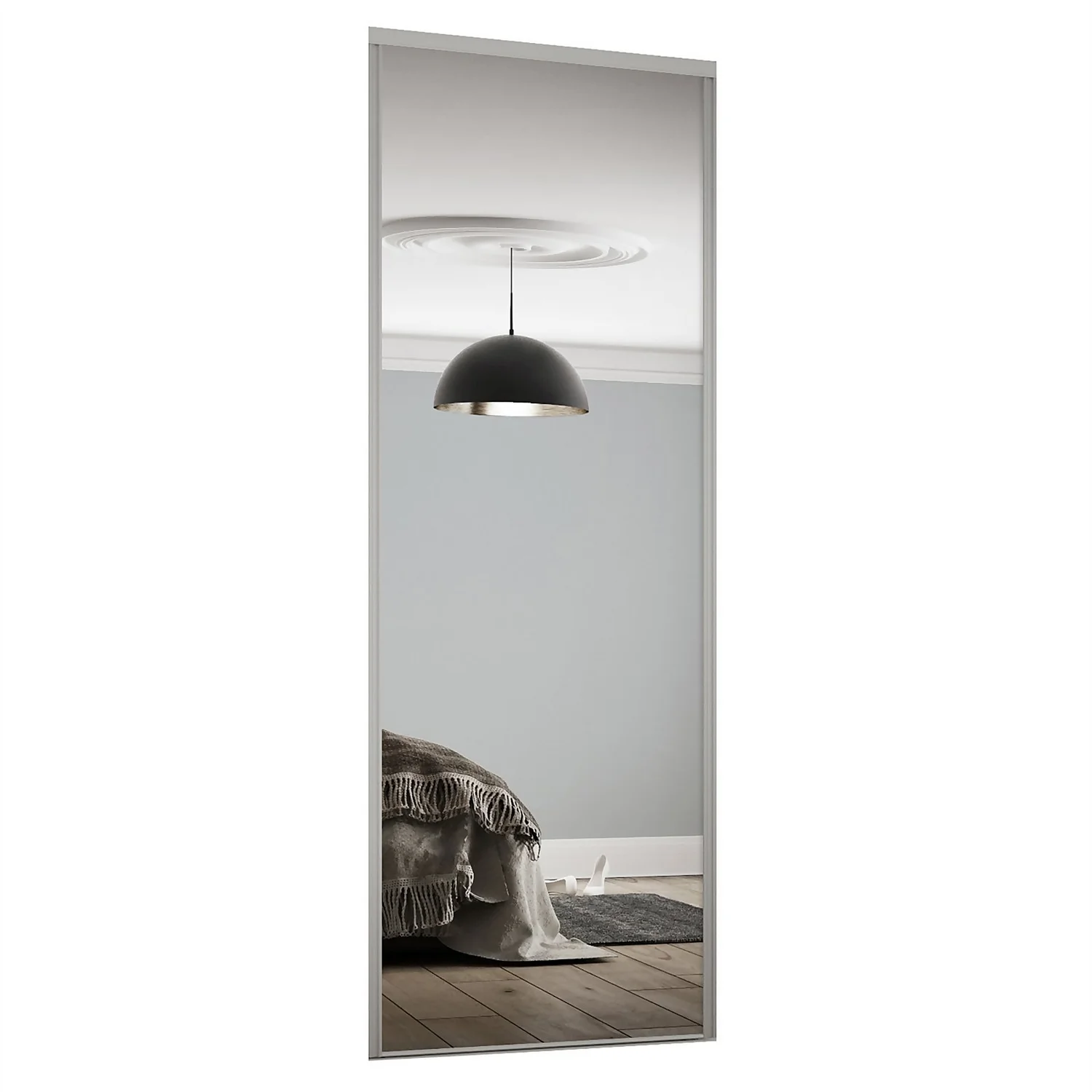 Classic Sliding Wardrobe Door Mirror With Silver Frame (W)762mm 3 Classic Sliding Wardrobe Door Mirror With Silver Frame (W)762mm