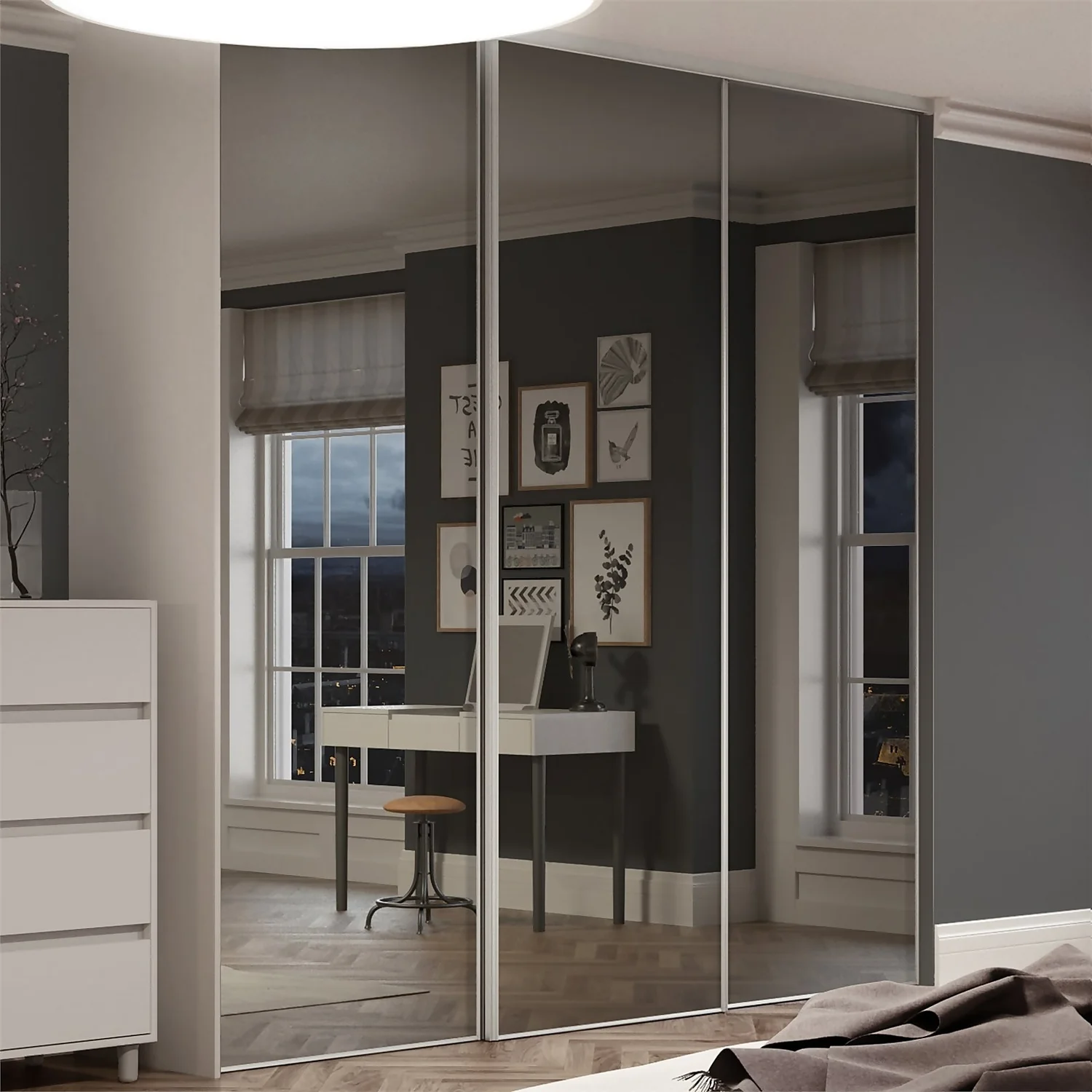 Classic Sliding Wardrobe Door Mirror With Silver Frame (W)762mm 4 Classic Sliding Wardrobe Door Mirror With Silver Frame (W)762mm - Image 2