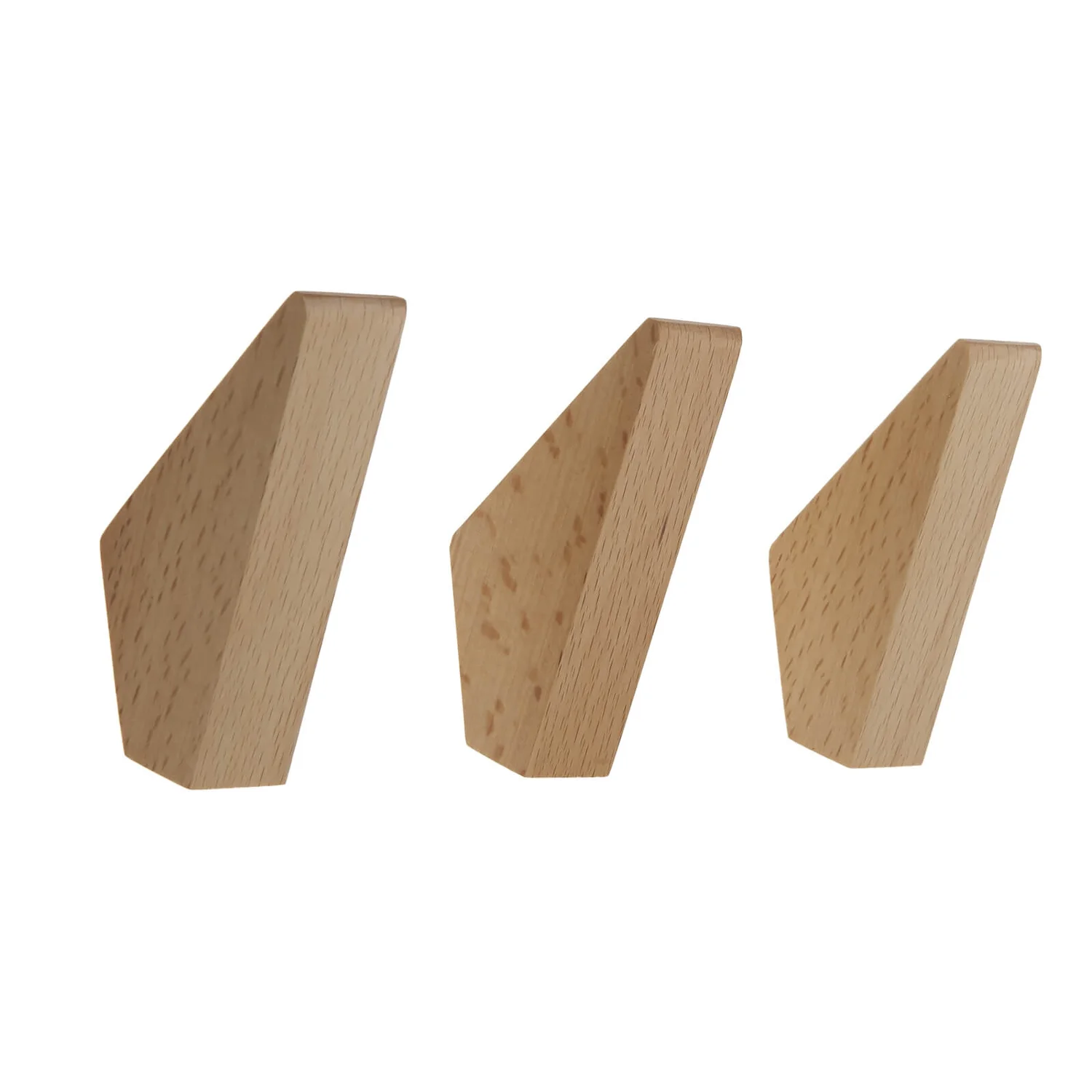Wooden Hook Set - Beech Effect 3 Wooden Hook Set - Beech Effect
