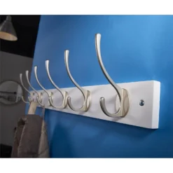 6 Victorian Satin Nickel Hooks On White Bloc Board -Furniture Haven Shop 12839295 1194845858610089