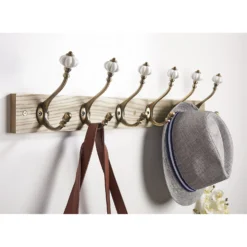 6 Ceramic Antique Brass Hook On Dark Rustic Board -Furniture Haven Shop 12839323 7074845859622106