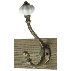 6 Ceramic Antique Brass Hook On Dark Rustic Board -Furniture Haven Shop 12839323 8094964597770671