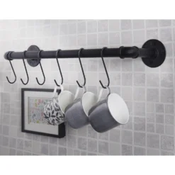 Industrial Pipe Rail With 'S' Hooks 7 Industrial Pipe Rail With 'S' Hooks -Furniture Haven Shop 12839412 2184833203580948