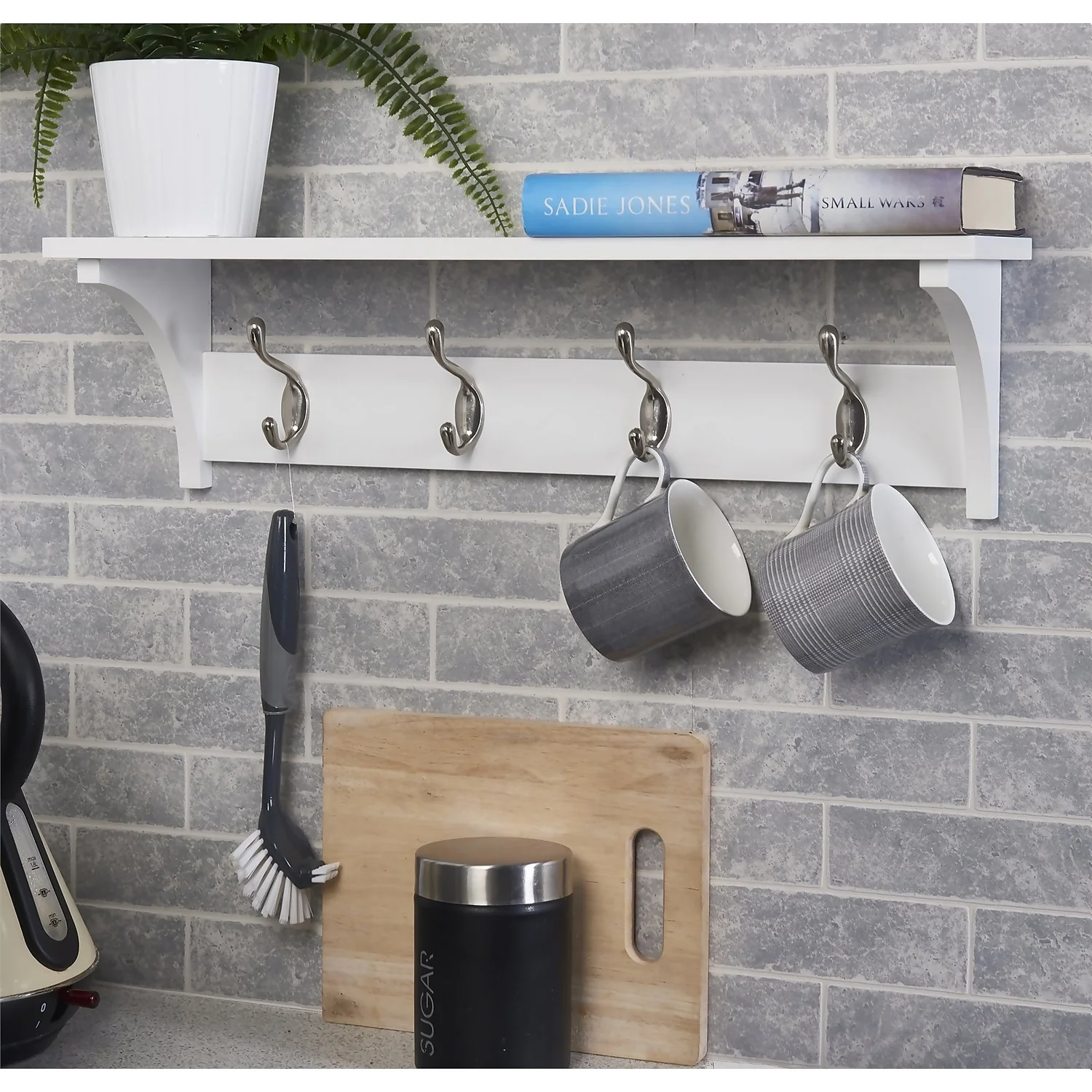 4 Coat Satin Nickel Hooks On White Shelf Combo 4 4 Coat Satin Nickel Hooks On White Shelf Combo - Image 2