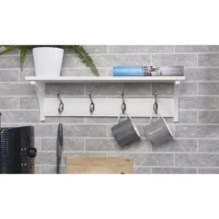 4 Coat Satin Nickel Hooks On White Shelf Combo 8 4 Coat Satin Nickel Hooks On White Shelf Combo -Furniture Haven Shop 12839422 1194845860354289