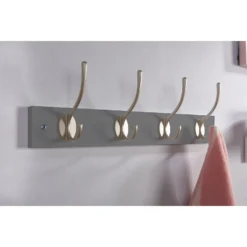 4 Victorian Satin Nickel Hooks On Slate Grey Bloc Board -Furniture Haven Shop 12839547 6224845862002801