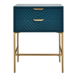 House Beautiful Trixie 2 Drawer Bedside Table - Blue -Furniture Haven Shop 12886098 1824862228080914