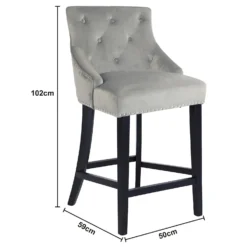 Annabelle Velvet Bar Stool - Grey -Furniture Haven Shop 13223761 2104927306648863