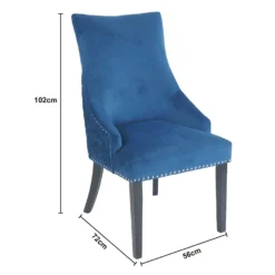 Annabelle Pleated Back Velvet Dining Chairs - Set Of 2 - Navy -Furniture Haven Shop 13223766 6994926477174525