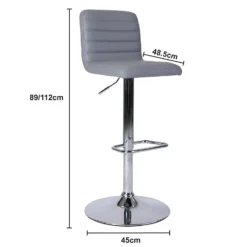 Chet Height Adjustable Faux Leather Bar Stool - Grey -Furniture Haven Shop 13223770 2014927306672266