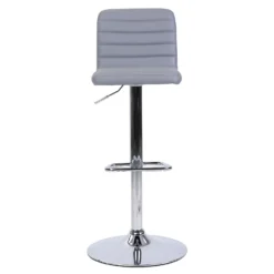 Chet Height Adjustable Faux Leather Bar Stool - Grey -Furniture Haven Shop 13223770 6764927306512213