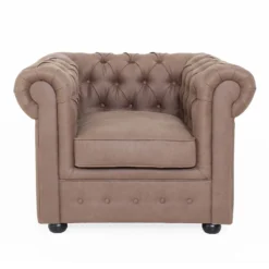 Chesterfield Faux Leather Armchair - Tan -Furniture Haven Shop 13514410 4174961771175333