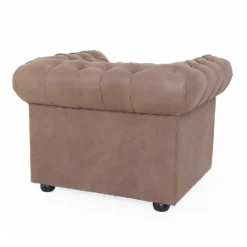 Chesterfield Faux Leather Armchair - Tan -Furniture Haven Shop 13514410 7794961771223147