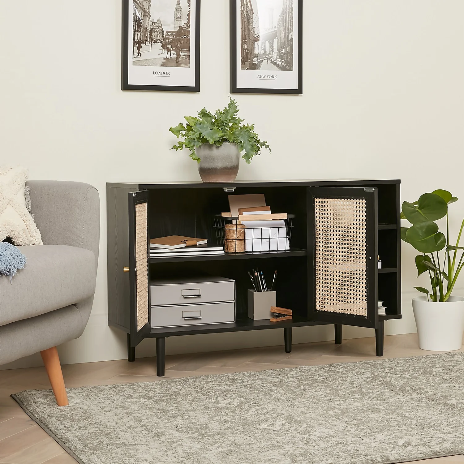 Kubu Rattan Sideboard - Black 10 Kubu Rattan Sideboard - Black - Image 8