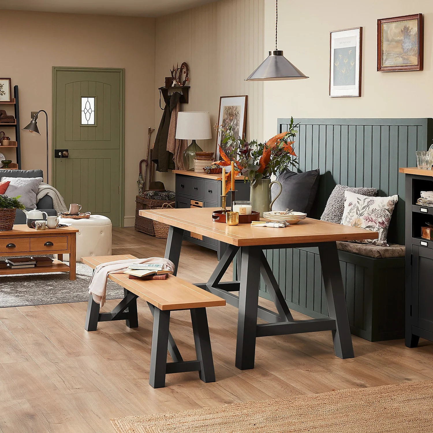 Ashstead Bench - Oak & Charcoal 4 Ashstead Bench - Oak & Charcoal - Image 2