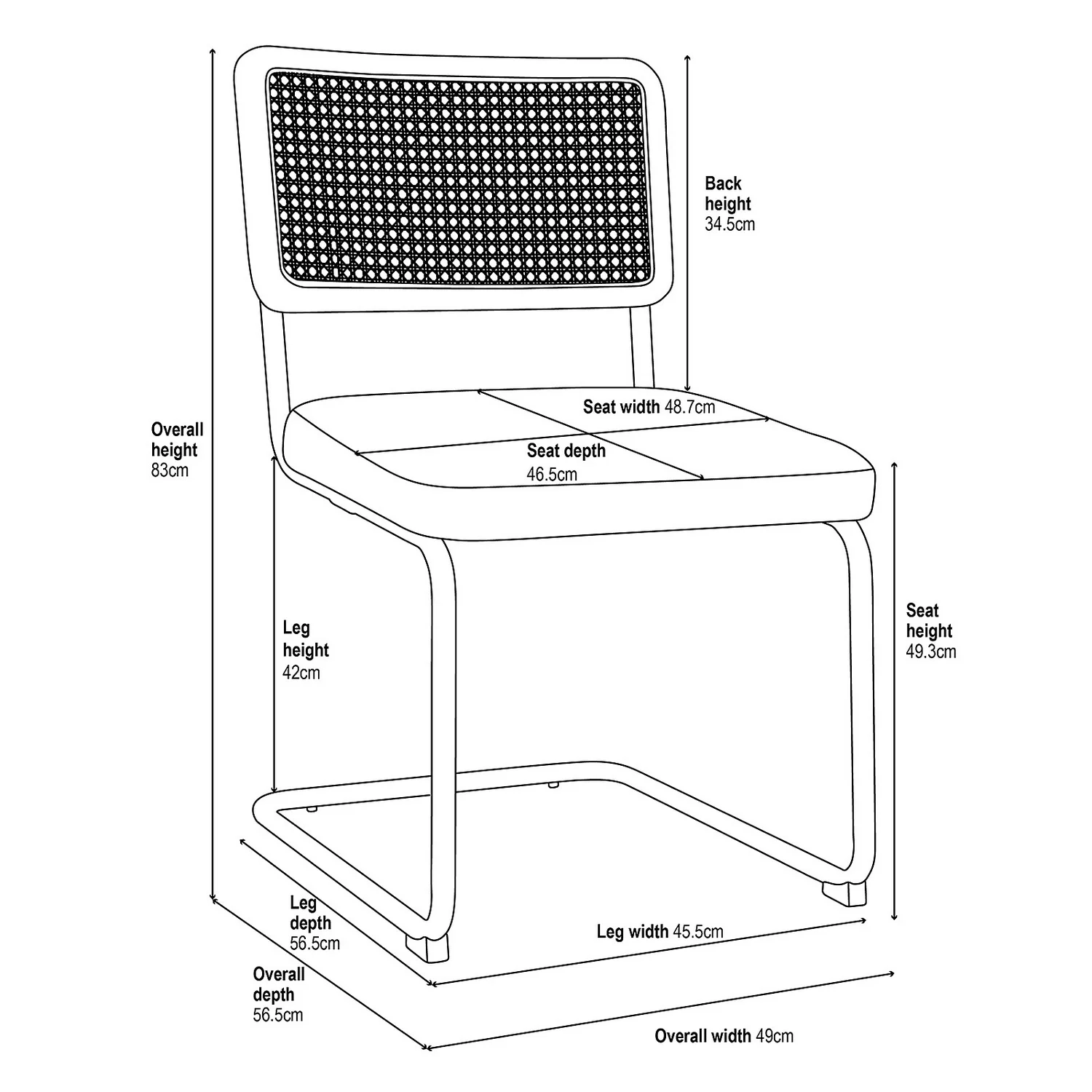 Rory Rattan Back Dining Chair - Set Of 2 - Tan 10 Rory Rattan Back Dining Chair - Set Of 2 - Tan - Image 8