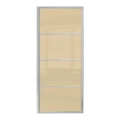 Ellipse Sliding Wardrobe Door 4 Panel Cream Glass With Aluminium Frame (W)914mm
