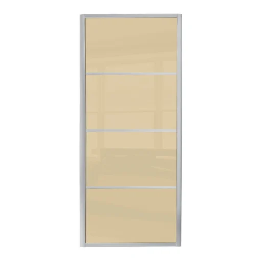 Ellipse Sliding Wardrobe Door 4 Panel Cream Glass With Aluminium Frame (W)914mm -Furniture Haven Shop 13660796 1934935066699681