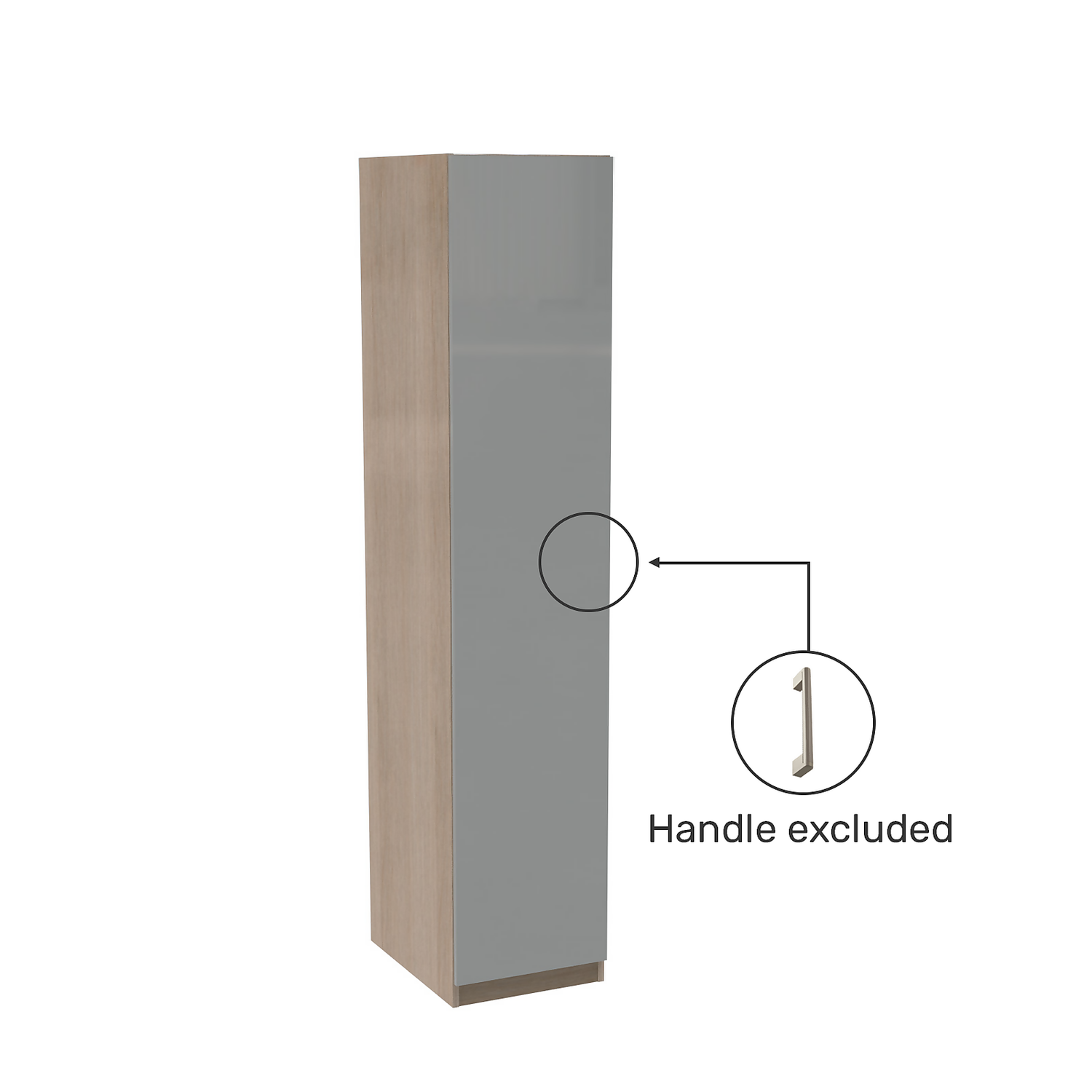 House Beautiful Honest Single Wardrobe, Oak Effect Carcass - Gloss Grey Slab Door (W) 450mm X (H) 2196mm 5 House Beautiful Honest Single Wardrobe, Oak Effect Carcass - Gloss Grey Slab Door (W) 450mm X (H) 2196mm - Image 3
