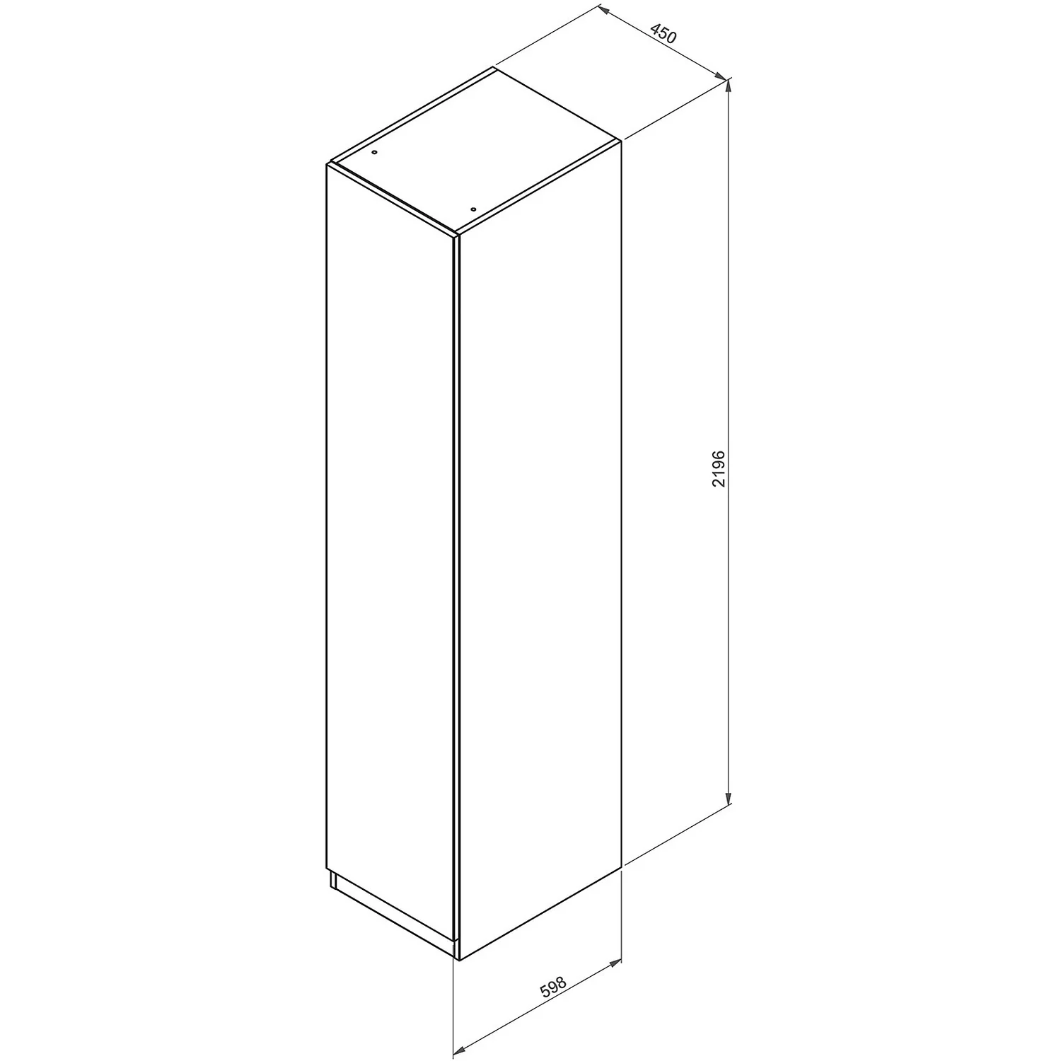 House Beautiful Honest Single Wardrobe, Oak Effect Carcass - Gloss Grey Slab Door (W) 450mm X (H) 2196mm 7 House Beautiful Honest Single Wardrobe, Oak Effect Carcass - Gloss Grey Slab Door (W) 450mm X (H) 2196mm - Image 5