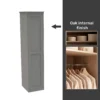 House Beautiful Realm Fitted Look Single Wardrobe, Oak Effect Carcass - Grey Shaker Door (W) 551mm X (H) 2256mm -Furniture Haven Shop 13999761 7795052690062199