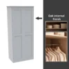 House Beautiful Realm Fitted Look Double Wardrobe, Oak Effect Carcass - White Shaker Doors (W) 1001mm X (H) 2256mm -Furniture Haven Shop 13999774 1475052689957880