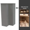 House Beautiful Realm Fitted Look Corner Wardrobe, Oak Effect Carcass - Grey Shaker Doors (W) 1103mm X (H) 2256mm -Furniture Haven Shop 13999799 1495052689865132