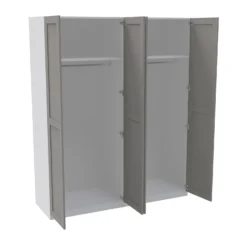 House Beautiful Realm Quad Wardrobe, White Carcass - Grey Shaker Doors (W) 1800mm X (H) 2196mm -Furniture Haven Shop 13999851 4745007393485265